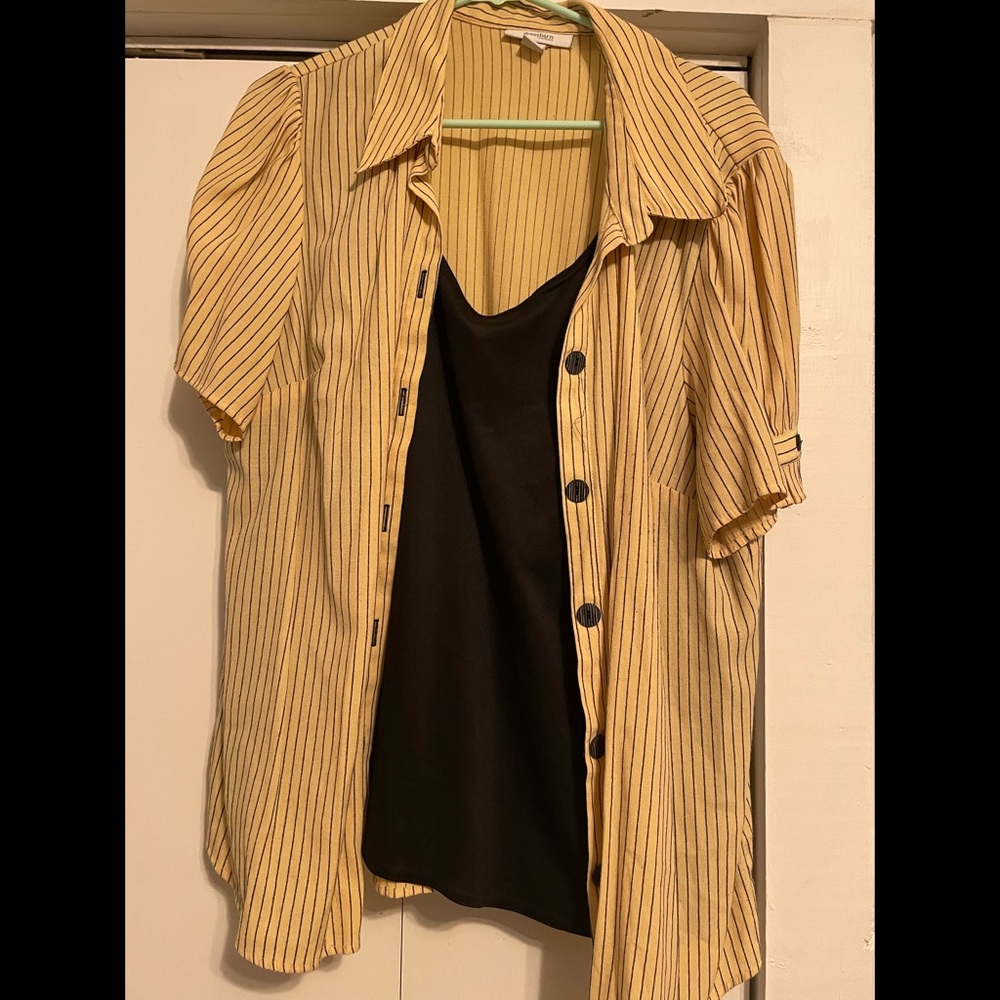 Womens striped shirt with tank top underneath